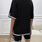 Devine Contrast Trim Round Neck Top and Shorts Set