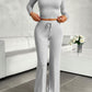 Round Neck Long Sleeve Top and Drawstring Pants Set