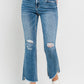 Vervet by Flying Monkey Full Size Mid Rise Distressed Cropped Flare Jeans