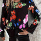 Printed Notched Long Sleeve Blouse
