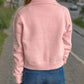 Pearl Trim Collared Neck Long Sleeve Cardigan