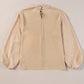Swiss Dot Mock Neck Balloon Sleeve Blouse