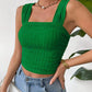 Full Size Textured Square Neck Wide Strap Tank