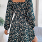 Printed Sweetheart Neck Balloon Sleeve Mini Dress