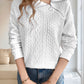 Oblique Zipper Collared Neck Long Sleeve Sweatshirt