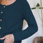 Button Up Round Neck Long Sleeve Cardigan
