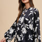 Annie Wear Frill Printed Balloon Sleeve Blouse