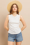 Ces Femme Striped Round Neck Tank *