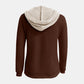 Full Size Waffle-Knit Contrast Long Sleeve Hoodie