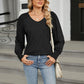 Full Size V-Neck Lantern Sleeve T-Shirt