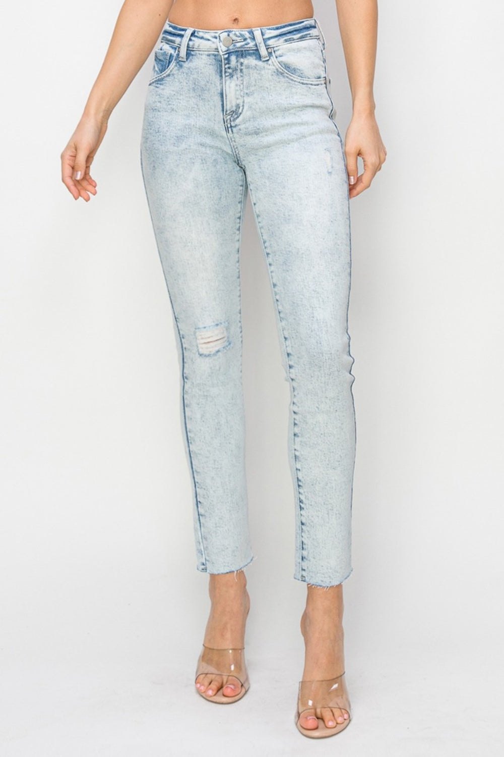 Risen Full Size High Rise Distressed Skinny Jeans *