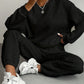 Texture Round Neck Top and Pants Set