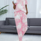 Shiny Tie-Dye Round Neck Short Sleeve Top and Pants