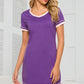 Contrast Trim Short Sleeve Lounge Dress