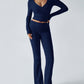 Devine Ruched Long Sleeve Top and Pants Set