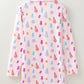 Printed Collared Neck Long Sleeve Lounge Dress