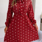 Polka Dot Tie Neck Pleated Dress