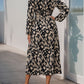 Perfee Printed Long Sleeve Midi Dress