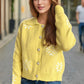 Pearl Trim Collared Neck Long Sleeve Cardigan