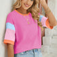 Lovelet Color Block Round Neck Half Sleeve T-Shirt