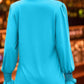 Notched Smocked Flounce Sleeve Blouse