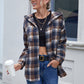Plaid Button Up Long Sleeve Hooded Jacket