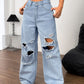 Distressed Wide Leg Jeans with Pockets
