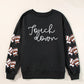 Letter Graphic Bow Long Sleeve Sweatshirt