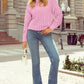 Round Neck Dropped Shoulder Long Sleeve Sweater