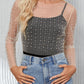 Pearl Long Sleeve Mesh Cropped Top