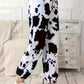 Fuzzy Cow Print Elastic Waist Pants