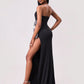 Slit Bow Trim Tube Maxi Dress