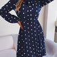 Polka Dot Tie Neck Pleated Dress