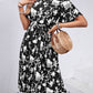Printed Round Neck Short Sleeve Dress