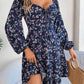 Printed Sweetheart Neck Balloon Sleeve Mini Dress