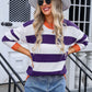 Angel Wings Contrast Striped Round Neck Sweater