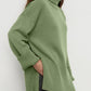 Side Slit Turtleneck Drop Shoulder Sweater