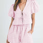 V-Neck Puff Sleeve Top and Shorts Set