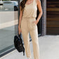 Drawstring Round Neck Sleeveless Jumpsuit