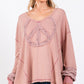 SAGE + FIG Peace Sign Mineral Wash Terry Top