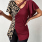 Ruched Leopard Flutter Sleeve T-Shirt