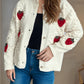 Strawberry Button Down Long Sleeve Cardigan