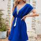 Tassel V-Neck Short Sleeve Dress