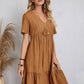 Full Size V-Neck Short Sleeve Mini Dress