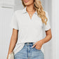 Johnny Collar Short Sleeve Blouse