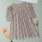 Smocked Animal Print Puff Sleeve Blouse