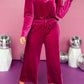 Frill Round Neck Long Sleeve Top and Pants Set