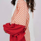 Striped Johnny Collar Long Sleeve Sweatshirt