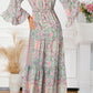 Printed Tassel Tie V-Neck Tiered Dress