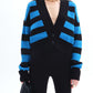 Striped Button Down Drop Shoulder Cardigan
